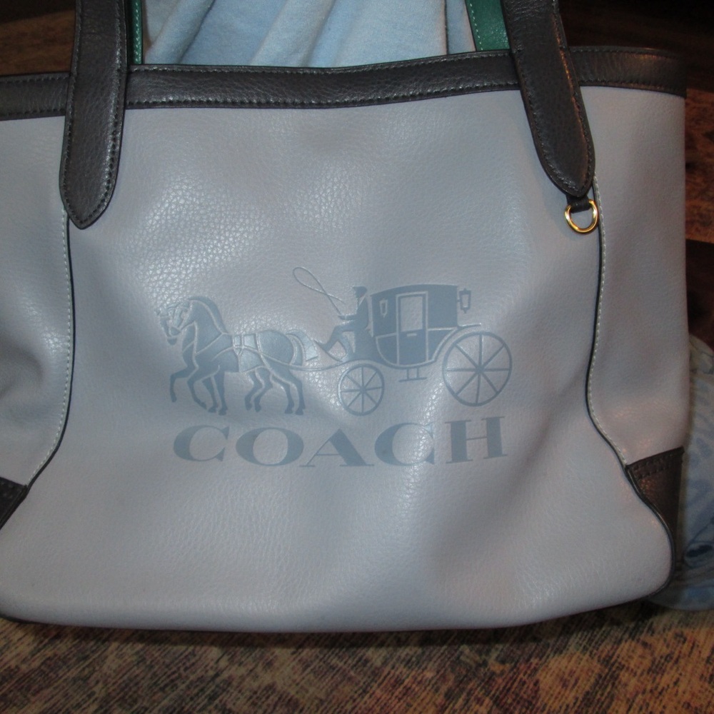 Coach Light Blue Leather Tote